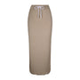Midi Tie Skirt in taupe.
