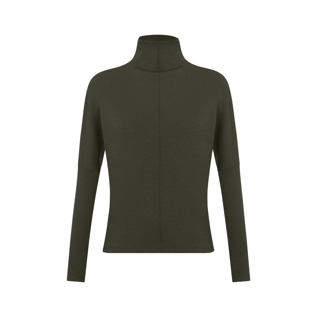 Ribbed Turtleneck Dolman with vein