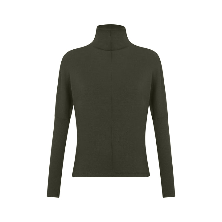Ribbed Turtleneck Dolman with vein